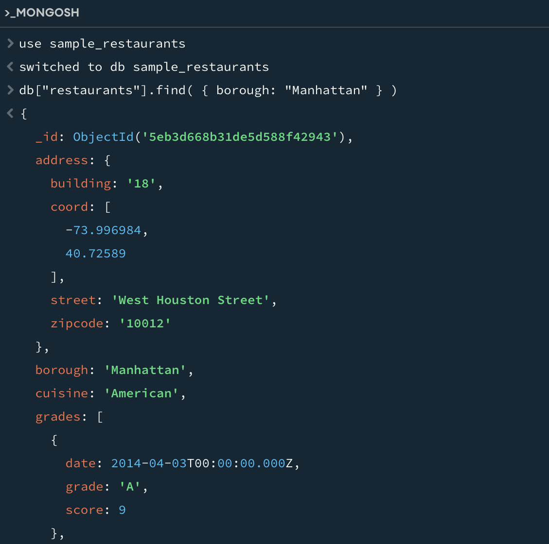 MongoDB Compass embedded shell image